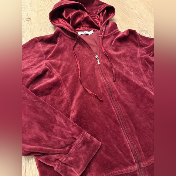 N.Y.L Full Zip Jacket Hoodie M Satin Hood Maroon - Picture 3 of 8